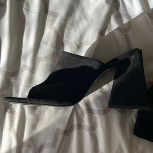 ASOS squared open toe shoes with block heel- size 7 - suede - worn once